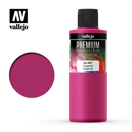 Vallejo 63007 Premium Colour Acrylic Paint - Magenta (200ml/6.76fl.oz)