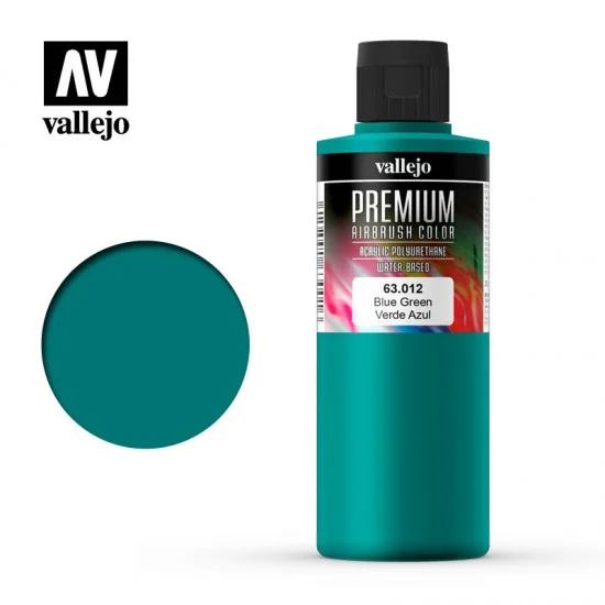 Vallejo 63012 Premium Colour Acrylic Paint - Blue Green (200ml/6.76fl.oz)