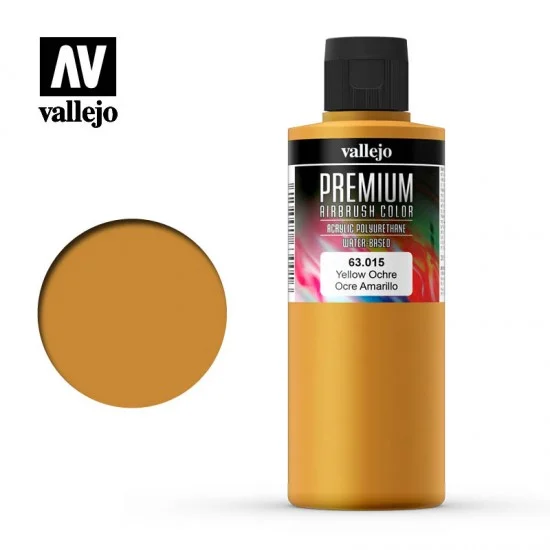Vallejo 63015 Premium Colour Acrylic Paint - Yellow Ochre (200ml/6.76fl.oz)