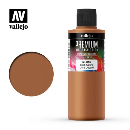 Vallejo 63016 Premium Colour Acrylic Paint - Dark Ochre (200ml/6.76fl.oz)