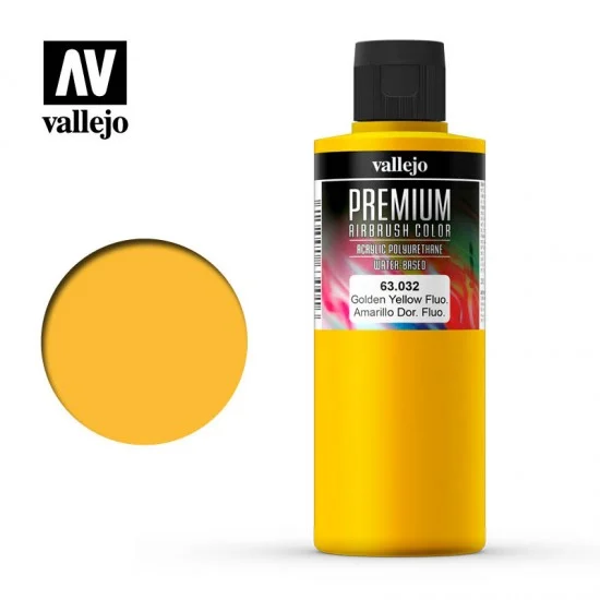 Vallejo 63032 Premium Colour Acrylic Paint - Gondel Yellow Fluo (200ml)