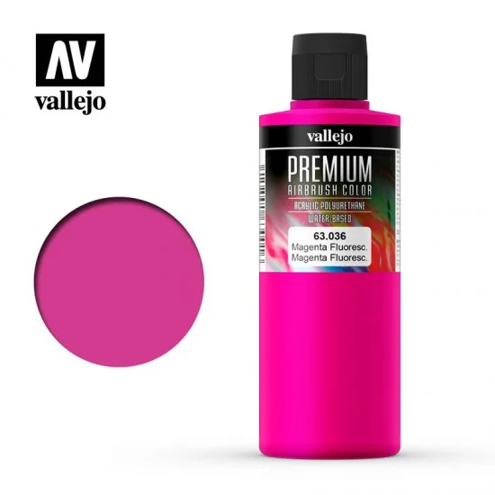 Vallejo 63036 Premium Colour Acrylic Paint - Magenta Fluo (200ml/6.76fl.oz)