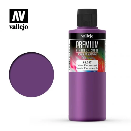 Vallejo 63037 Premium Colour Acrylic Paint - Violet Fluo (200ml/6.76fl.oz)