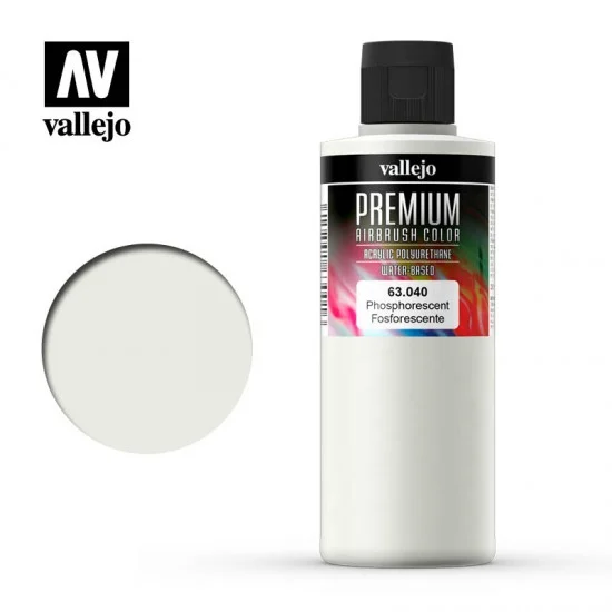 Vallejo 63040 Premium Colour Acrylic Paint - Phosphorescent (200ml/6.76 fl.oz)