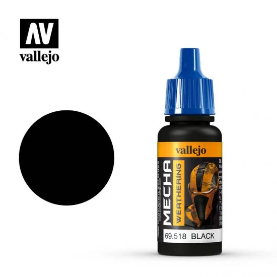 Vallejo 69518 [Mecha Weathering] Acrylic Paint - #Black Wash (17ml)