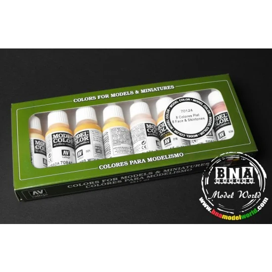 Vallejo 70124 Acrylic Paint Set for Face & Skin Tones (8 x 17ml) - Hobby & Model Paints
