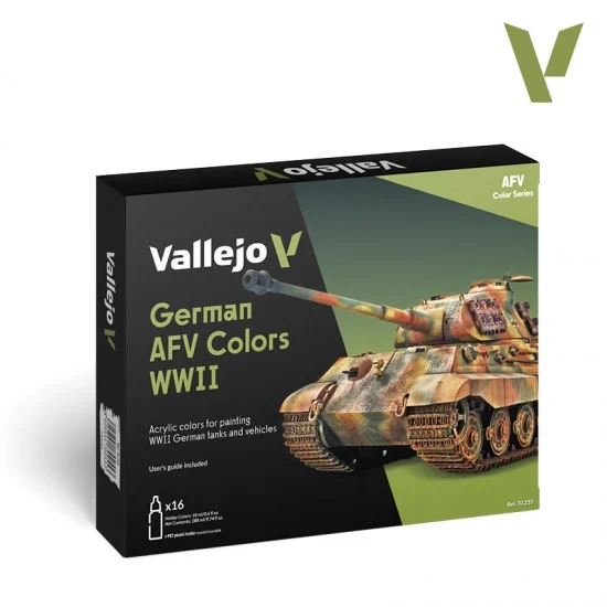 Vallejo 70255 Acrylic Paints Set - WWII German AFV Model Colour (16x 18 ml/0.6 fl oz)