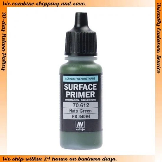 Vallejo 70612 Acrylic Polyurethane - NATO Green FS34094 Surface Primer 17ml
