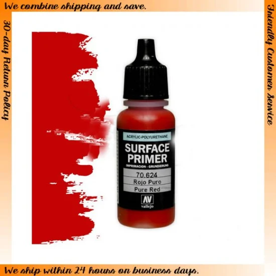 Vallejo 70624 Surface Primer - Pure Red 17ml
