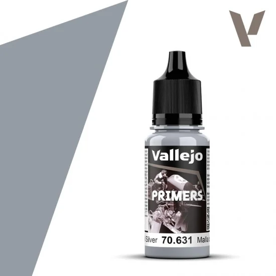 Vallejo 70631 Surface Primer Chainmail Silver for Acrylic Paint (18ml) - Hobby & Model Paints
