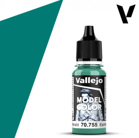 Vallejo 70755 Acrylic Paint - Model Colour #074 Light Emerald (18ml/0.6 fl oz, matt finish)