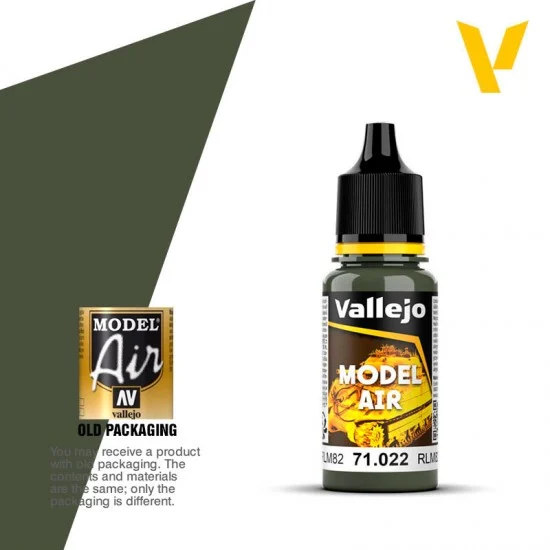 Vallejo 71022 Model Air Acrylic Paint - Camouflage Green RLM82 (17ml)