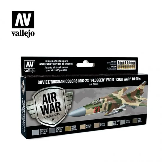 Vallejo 71606 Model Air Acrylic Paint Set - Soviet/Russian MiG-23 "Flogger" 1970-1990 (8 x 17ml)