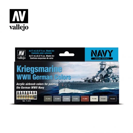 Vallejo 71615 Navy Acrylic Paint Set - WWII German Kriegsmarine (8 x 17ml)