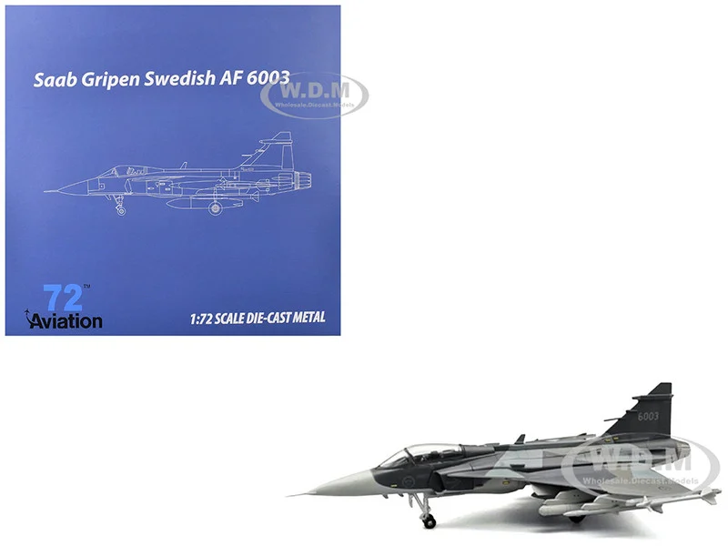 Saab JAS 39E Gripen Fighter Aircraft "6003, E-variant Pre-Production Test" (2023) Swedish Air Force 1/72 Diecast Model Airplane by Aviation 72