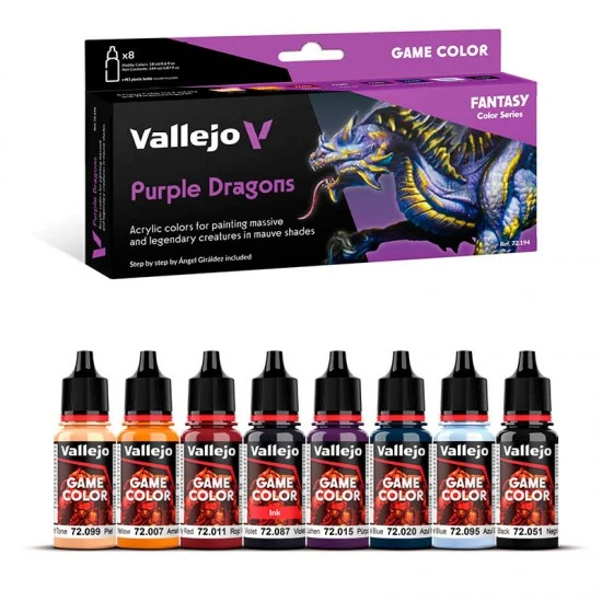 Vallejo 72194 Acrylic Paint Set - Game Colour #Purple Dragons (8x 18ml/0.6 fl oz)