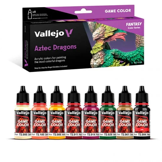 Vallejo 72195 Acrylic Paint Set - Game Colour #Aztec Dragons (8x 18ml/0.6 fl oz)