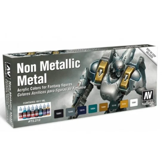 Vallejo 72212 Non Metallic Metal Colour Paint Set for Fantasy Figures (8 x 17ml) - Hobby & Model Paints