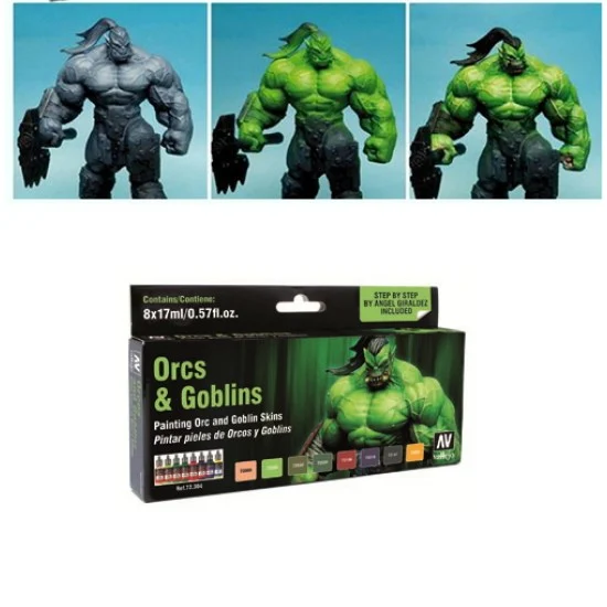 Vallejo 72304 Game Colour Paint Set - Orcs & Goblins (8 x 16ml)