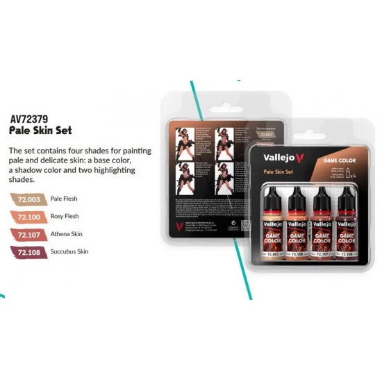 Vallejo 72379 Acrylic Paint Set - Game Colour #Pale Skin (4x 18ml)