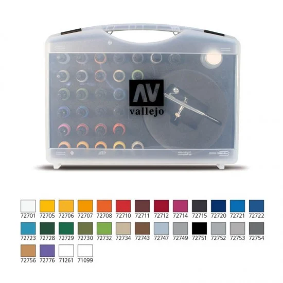 Vallejo 72871 Basic Game Air Colours (28 x 17ml) & Airbrush - Hobby & Model Paints
