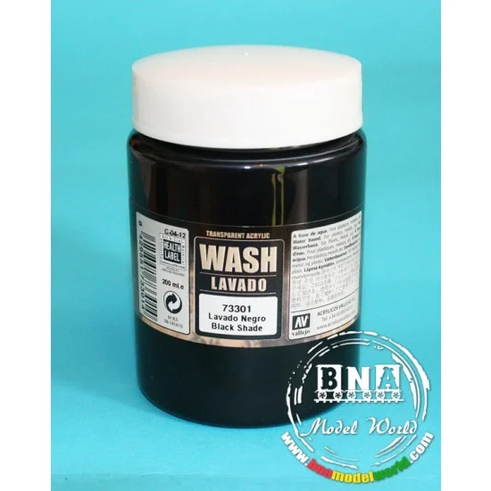 Vallejo 73301 Black Wash (Transparent Acrylic) 200ml - Hobby & Model Paints
