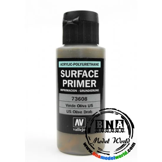 Vallejo 73608 Acrylic-Polyurethane - US Olive Drab Surface Primer (60ml)