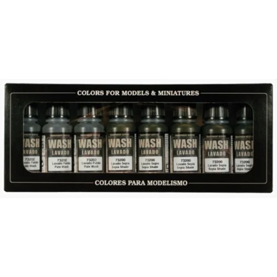 Vallejo 73998 Game Colour Washes Set (8 x 17ml) - Hobby & Model Paints