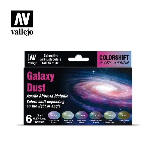 Vallejo 77092 Colorshift Acrylic Airbrush Paint Set - Galaxy Dust (6 x 17ml)