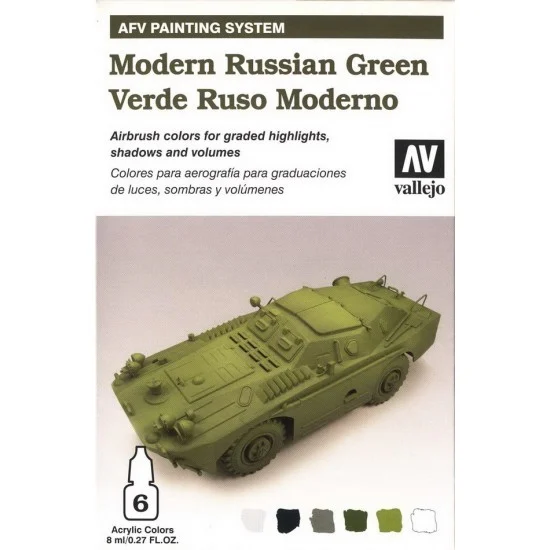 Vallejo 78408 AFV Acrylic Paint Set for Modern Russian Green Vehicles - Hobby & Model Paints