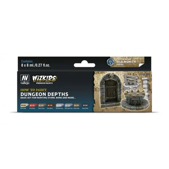 Vallejo 80251 Acrylic Paint Set - Wizkids Premium #Dungeon Dephts (8x 8ml/0.27fl.oz.)