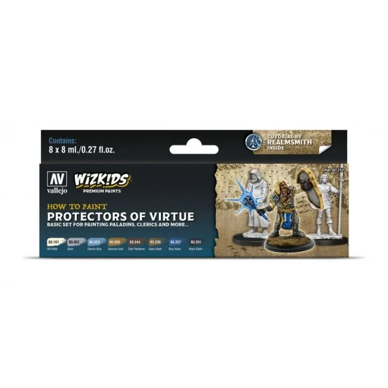 Vallejo 80252 Acrylic Paint Set - Wizkids Premium #Protectors of Virtue (8x 8ml/0.27fl.oz.)