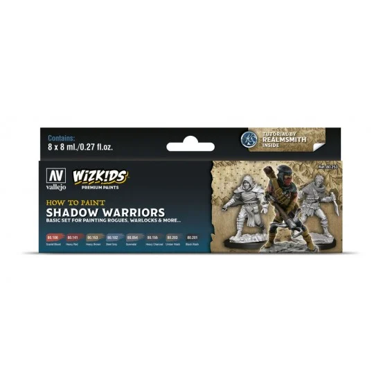 Vallejo 80253 Acrylic Paint Set - Wizkids Premium #Shadow warriors (8x 8ml/0.27fl.oz.)