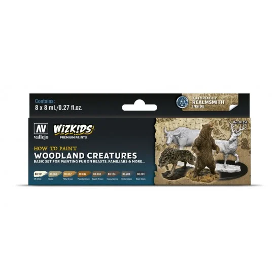 Vallejo 80254 Acrylic Paint Set - Wizkids Premium #Woodland creatures (8x 8ml/0.27fl.oz.)