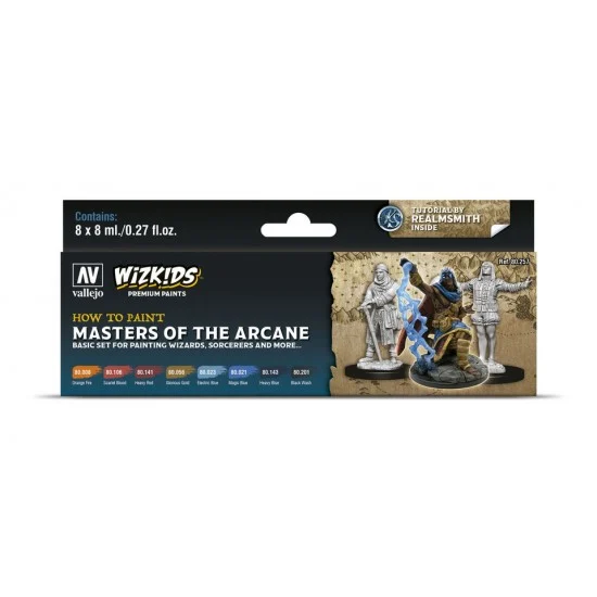 Vallejo 80257 Acrylic Paint Set - Wizkids Premium #Masters of the Arcane (8x 8ml/0.27fl.oz.)