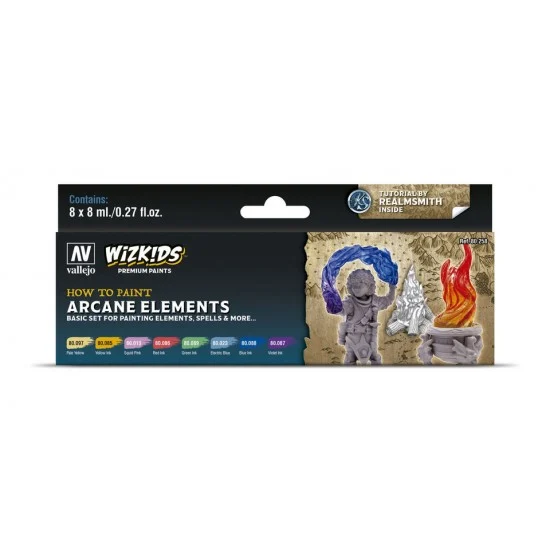 Vallejo 80258 Acrylic Paint Set - Wizkids Premium #Arcane Elements (8x 8ml/0.27fl.oz.)