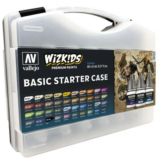 Vallejo 80260 Acrylic Paint Set - Wizkids Basic Starter Case (40x 8ml/0.27fl.oz.)