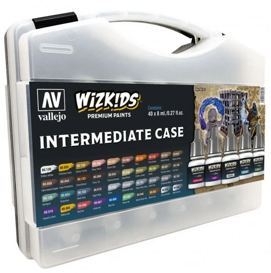 Vallejo 80261 Acrylic Paint Set - Wizkids Intermediate Case (40x 8ml/0.27fl.oz.)