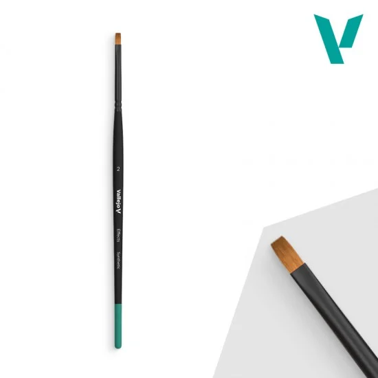 Vallejo B04002 Hobby Brushes: Effects Flat Rectangular Synthetic Brush No. 2 - Hobby & Model Paints