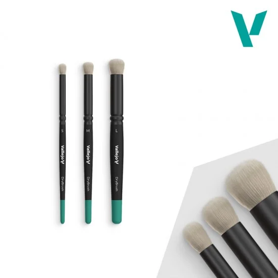 Vallejo B07990 Hobby Brushes: Dry Brush Set - Natural Hair (S, M & L)