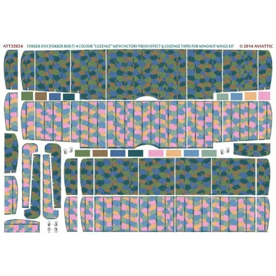 Aviattic ATT32024 1/32 Fokker DVII 4 Colour ' Lozenge' w/Factory Fresh & Lozenge for Wingnut Wings - Model Planes