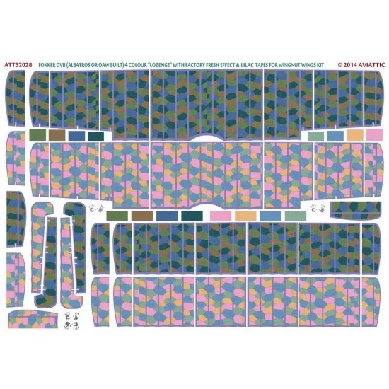 Aviattic ATT32028 1/32 Fokker DVII (Alb/Oaw) 4 Colour Lozenge w/Factory Fresh & Lilac for Wingnut Wings - Model Planes