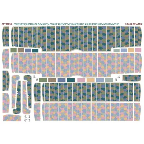 Aviattic ATT32030 1/32 Fokker DVII (Alb/Oaw) 4 Colour Lozenge w/Faded & Linen Tapes for Wingnut Wings - Model Planes