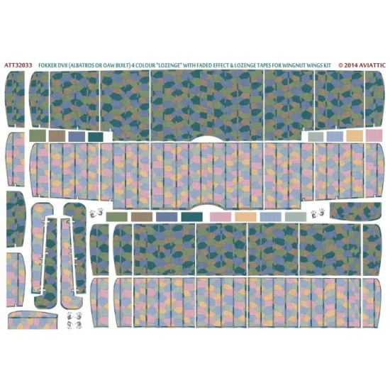 Aviattic ATT32033 1/32 Fokker DVII (Alb/Oaw) 4 Colour Lozenge w/Faded & Lozenge Tapes for Wingnut Wings - Model Planes