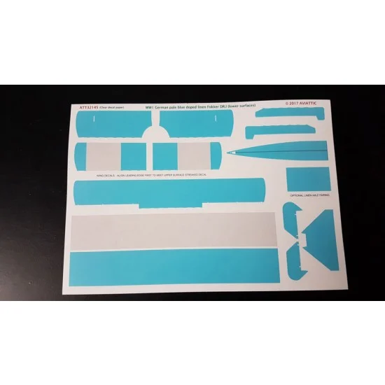 Aviattic ATT32145 1/32 (Clear Decal Paper) WWi German Pale Blue Doped Linen "Fokker Dr.i" (Lower Surfaces) - Model Planes