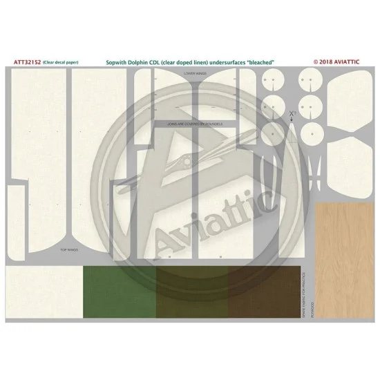 Aviattic ATT32152 1/32 (Clear Decal) Sopwith Dolphin Cdl Bleached Undersurfaces for Wingnut Wings - Model Planes