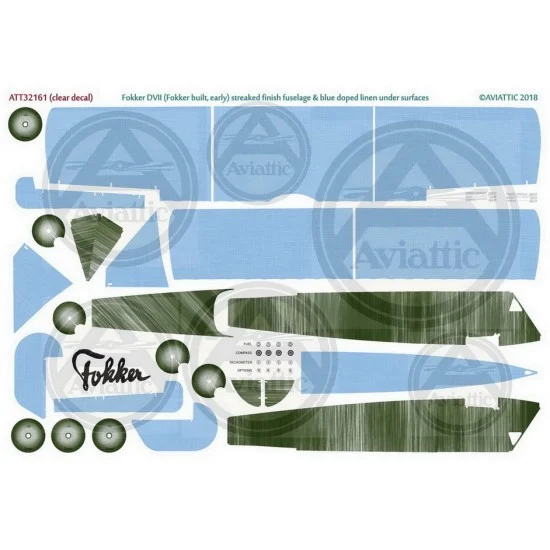 Aviattic ATT32161 1/32 Fokker DVii (Fok Built Early) Undersurfaces Decals for Wingnut Wings Kit - Model Planes