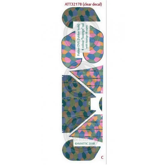 Aviattic ATT32178 1/32 Fokker DVii (Fok Built) 4 Colour "Lozenge" Tail With Lozenge Rib Tapes - Model Planes