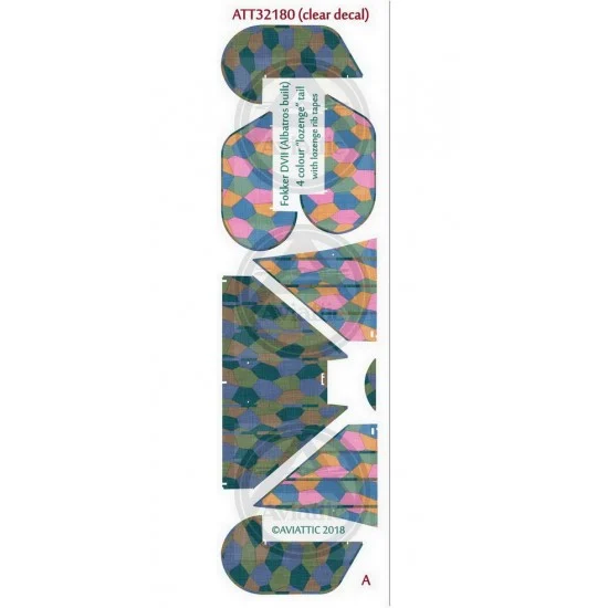 Aviattic ATT32180 1/32 Fokker DVii (Albatros Built) 4 Colour "Lozenge" Tail w/Lozenge Rib Tapes - Model Planes