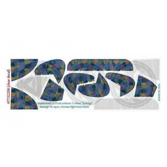 Aviattic ATT32206 1/32 Halberstadt Cl.ii Tail Surface 5 Colour W/Lozenge Rib Tapes German Light Linen Lower - Model Planes